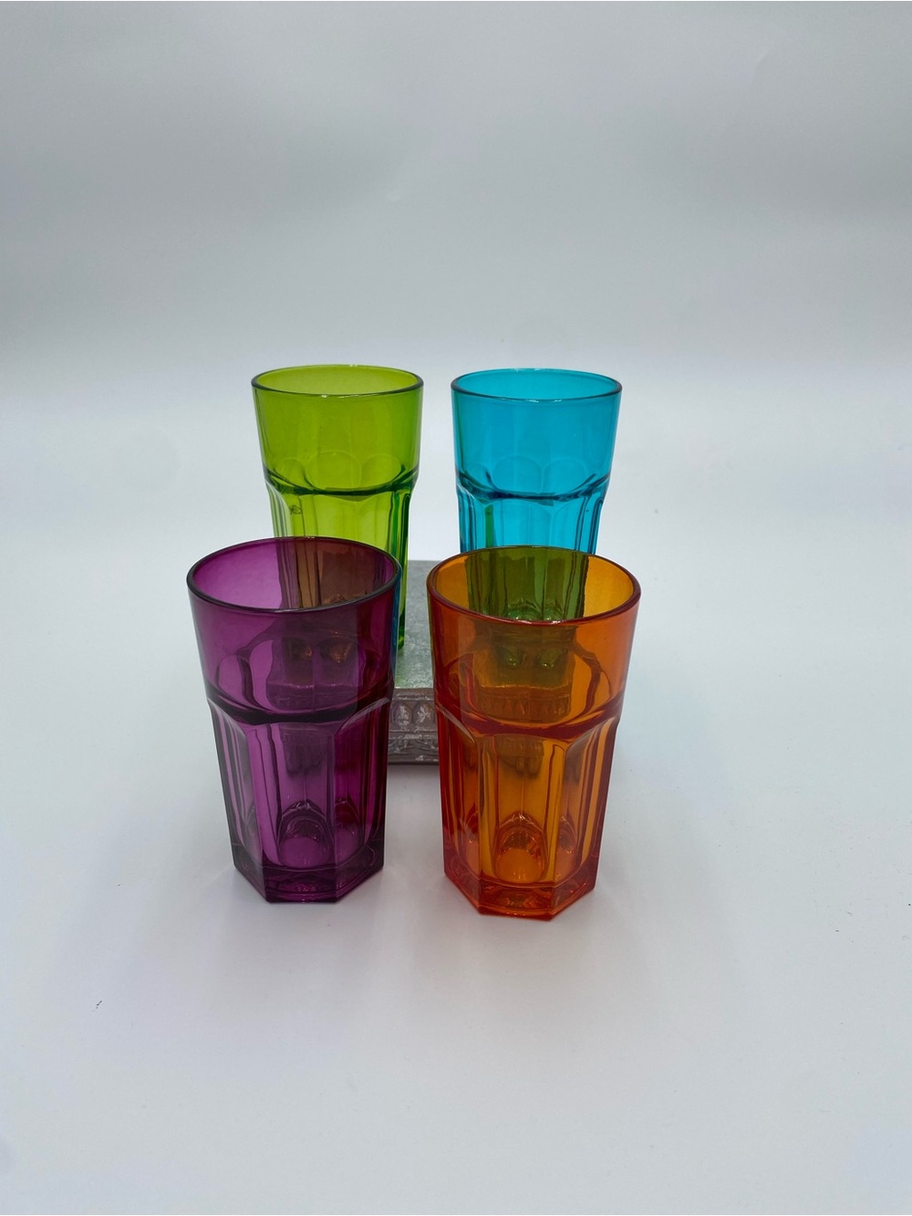 Jeweled Tone Colorful Glass Small Tumblers Set Of Four Home Accents